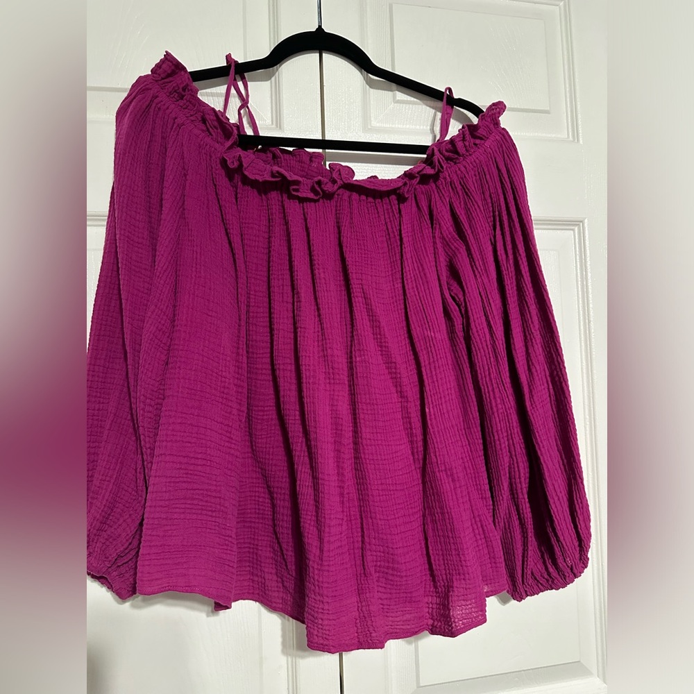 INC International Concepts, long puff sleeve blouse, size L, NWT